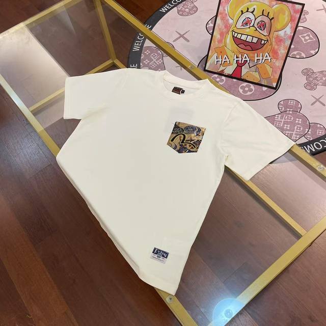 New arrival, Evisu Fushen 2025 new men's seagull pocket brocade short sleeve Col