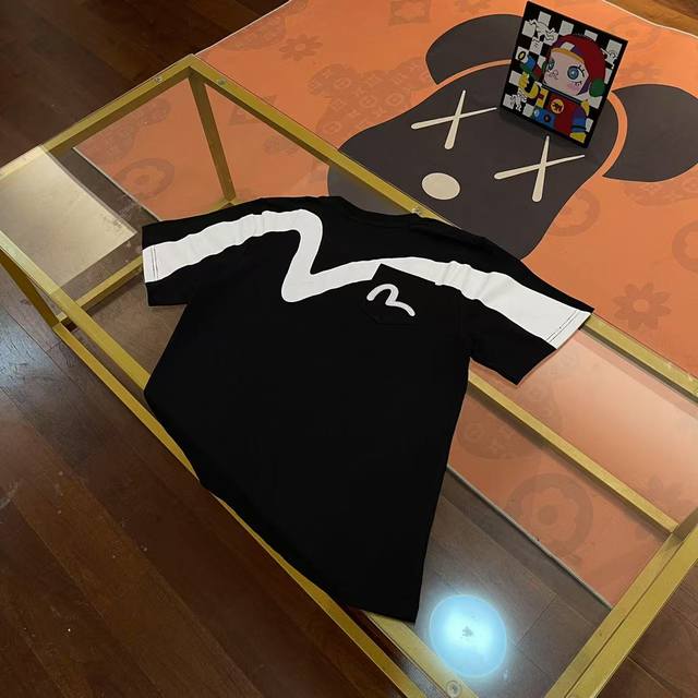 New arrival, Evisu Fushen 2025 new men's Buddha head back big M pattern letter T