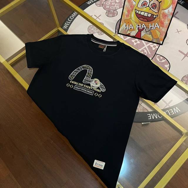 New arrival, Evisu Fushen 2025 new men's cherry blossom seagull letter T-shirt s