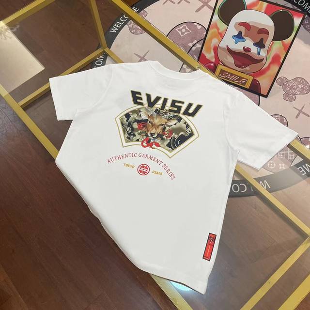 Evisu Fushen new men's letter bell deer short sleeve Color: White Size: S-Xxl S