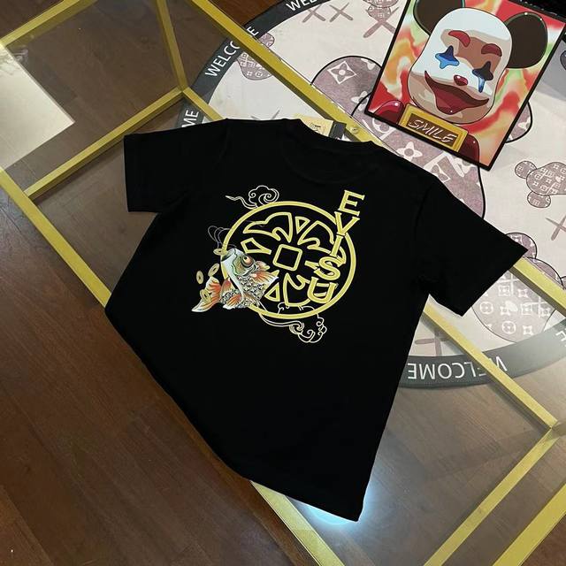 New arrival, Evisu Fushen new men's cherry blossom copper coin crucian carp shor