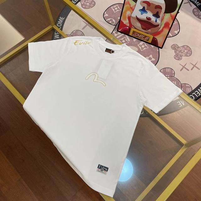 Evisu Fushen new men's seagull painted eagle letter koi short sleeve Color: Whit