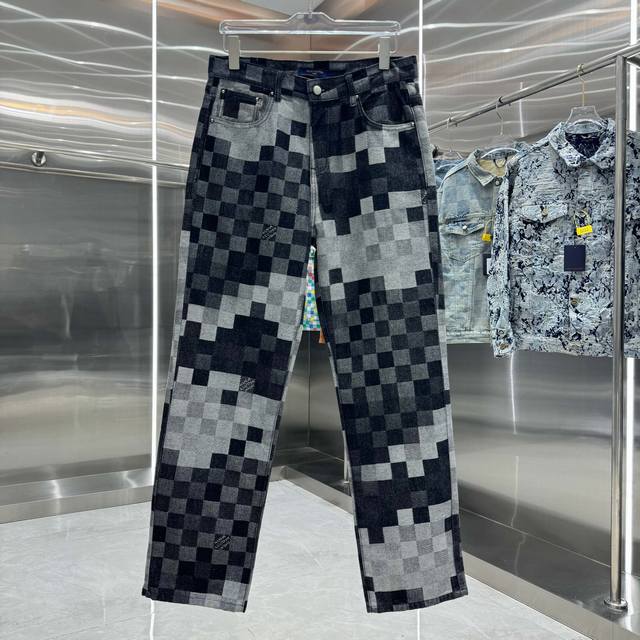 Lv Checkerboard Mosaic Check Jeans From the Spring/Summer 2025 fashion show, the