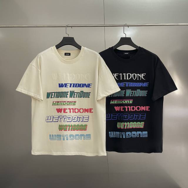 Style No. W30 We11Done classic basic couple rainbow barrage slogan print - origi