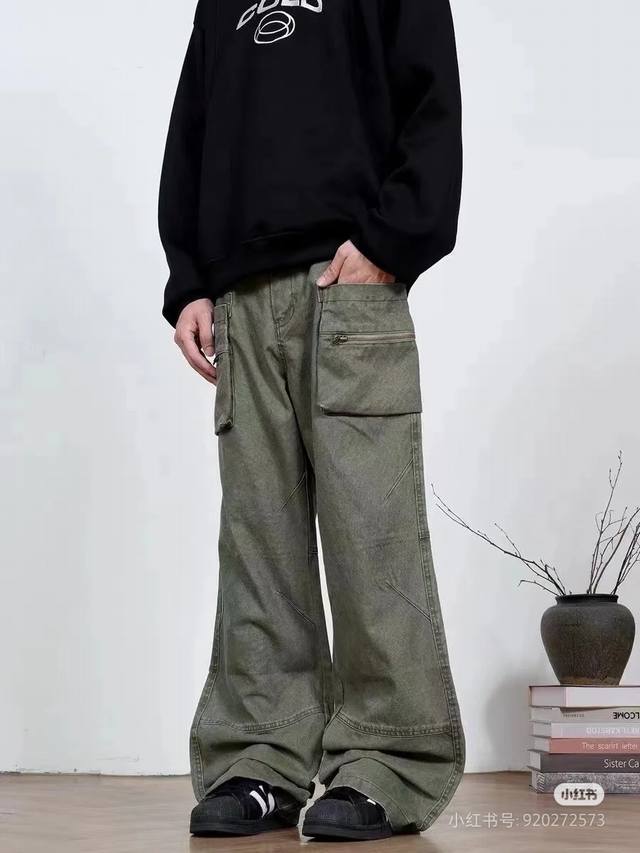 Style No.-903 Cleanfit New American Retro Work Pocket Vintage Straight Wide Leg