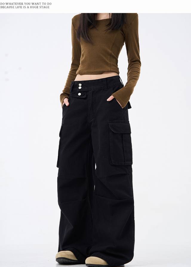 Style No.-902 Cleanfit American Retro Black Wash Work Pocket Vintage Wide Leg Lo