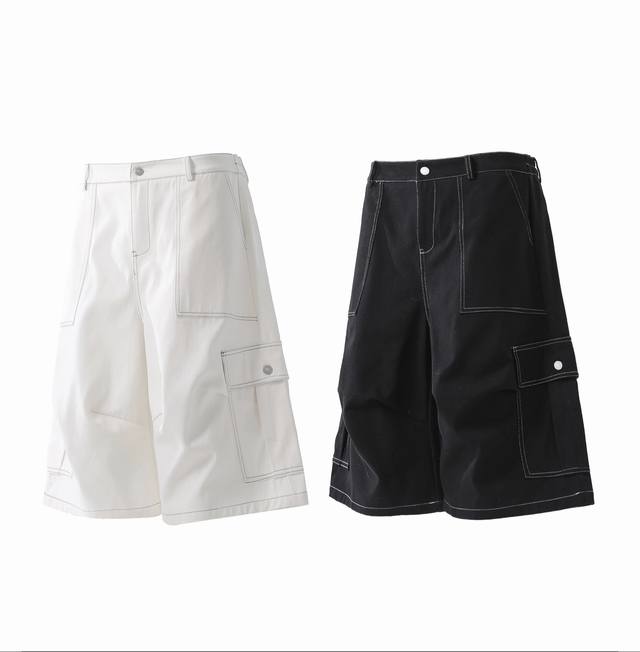 Style No.-894 Cleanfit American black and white workwear stitching large pockets