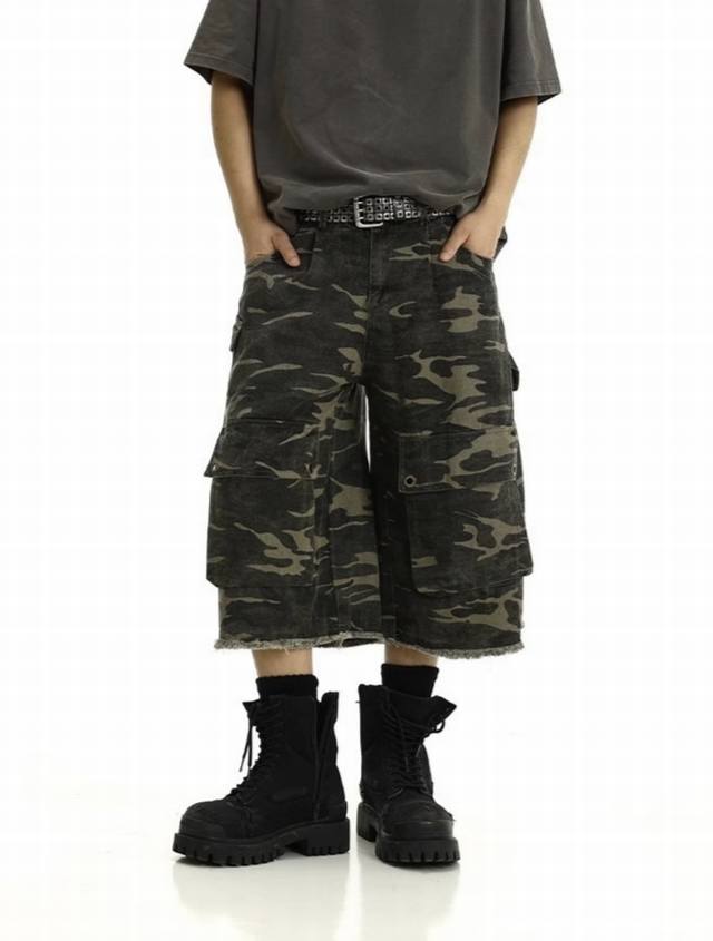 Style No.-893 Cleanfit American retro worn holes camouflage washed workwear patc