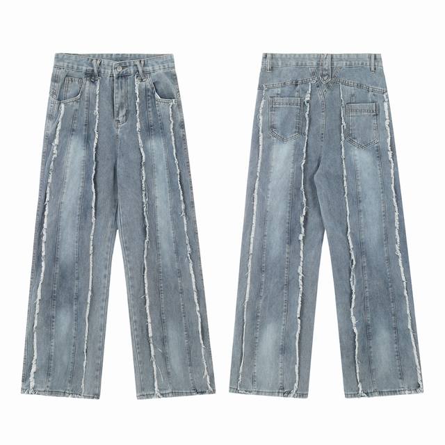 Style No.-1080 Ss Parisian style large fringe light blue washed loose straight d
