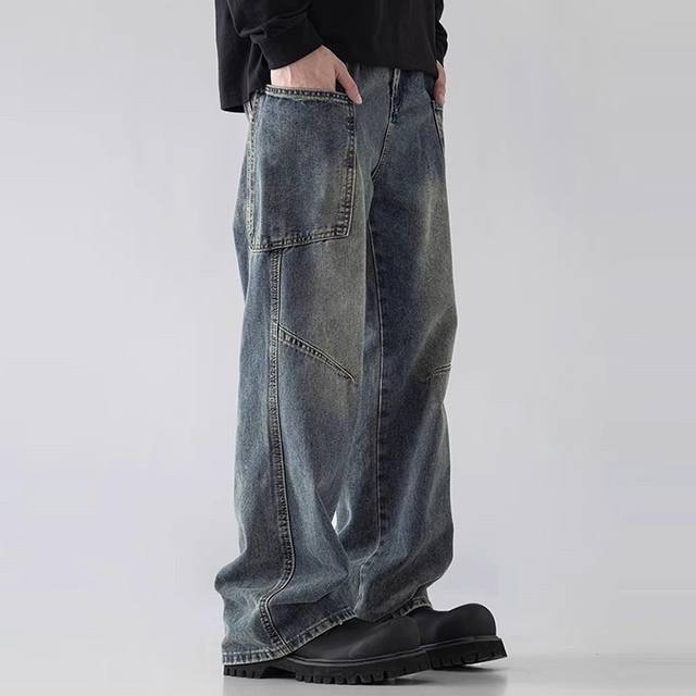 Style No.-879 Self-owned Clean Fit Large Pocket Stitching Washed Jeans Color: Wa