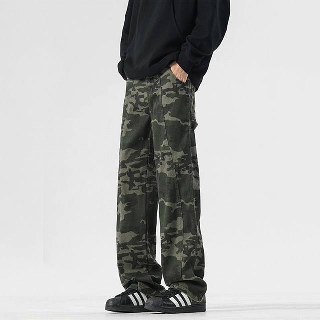 Style No.-880 Self-made military style patchwork scimitar jeans Color: camouflag