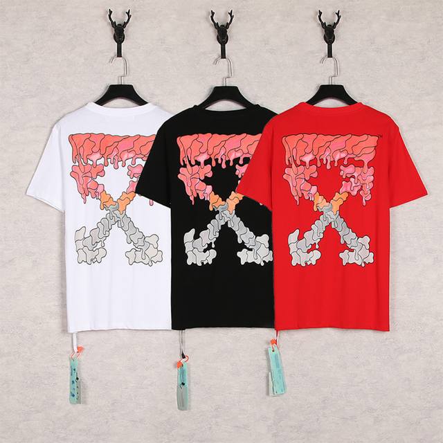1219- Black White Red SML Xl Off-White Dissolved Arrow T