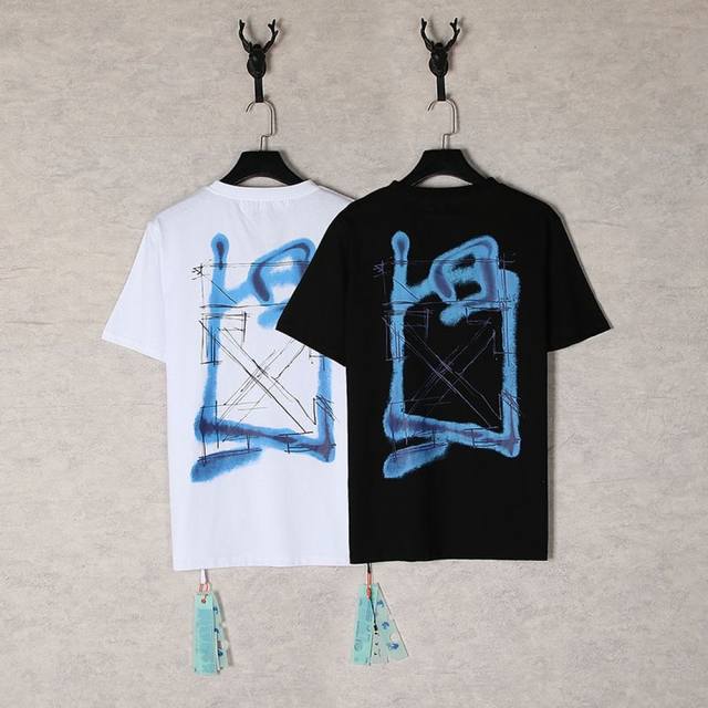 1247- Black White SML Xl These two Off White T-shirts are full of graffiti art s