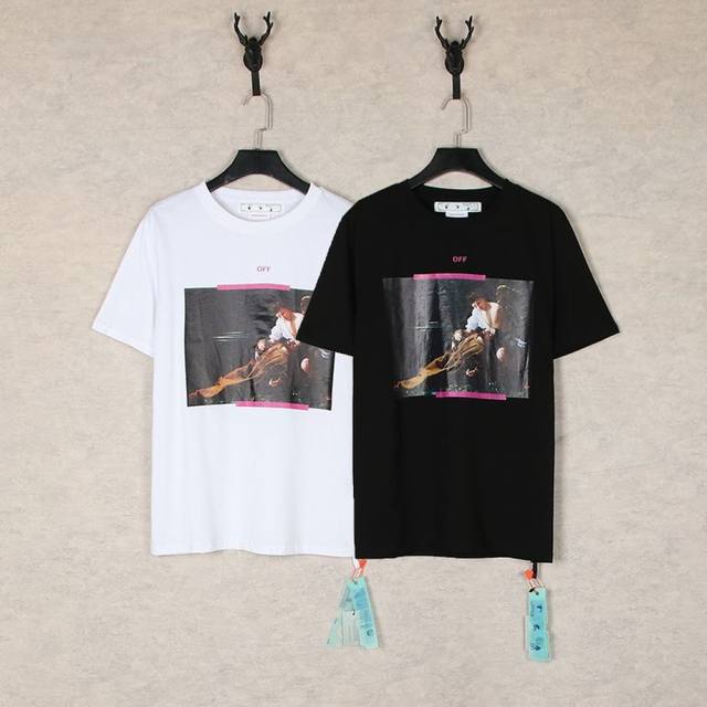 1257- Black White SML Xl Off-White's two T-shirts are like wearing oil paintings