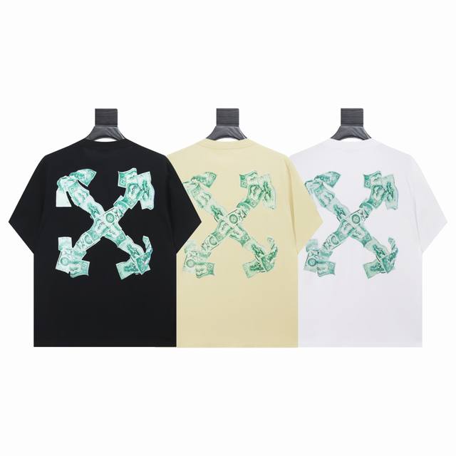 1314- Black White Apricot SML Xl Off White's T-shirt with the US dollar print is