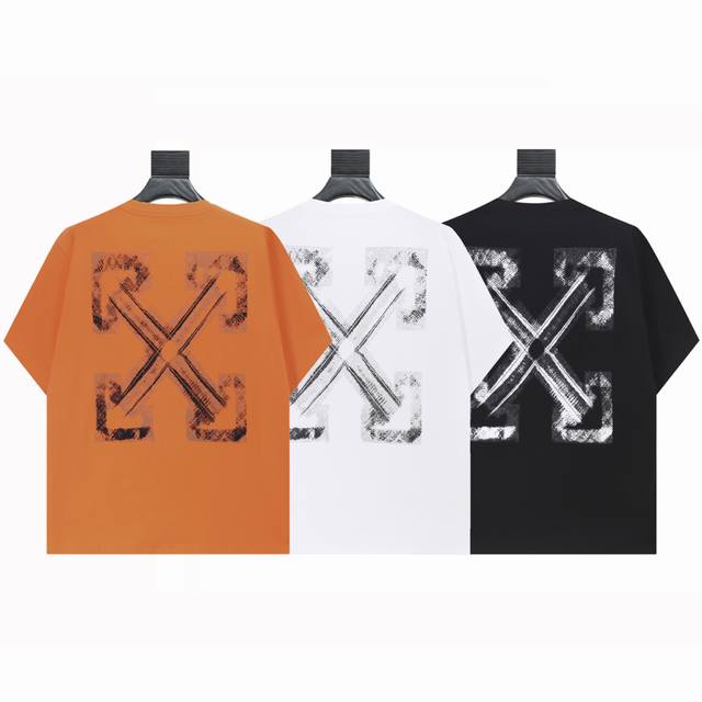1316- Black, White, Orange, SML Xl Off White's three T-shirts have crazy print d