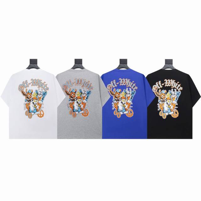 1319- White Gray Cailan Black SML Xl Off White Cartoon Printed Short Sleeves
