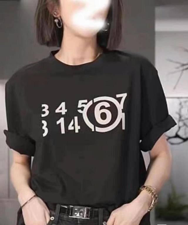 9932 Margiela inkjet short-sleeved unisex style, black gray, white SML Xl S bust