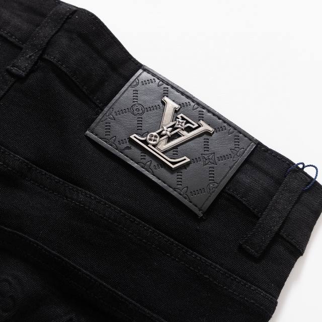 Oc-586 Lv Louis Vuitton dark print spring and summer men's jeans original factor
