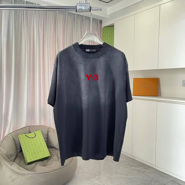 Y-3 2025 summer new style washed gradient distressed personalized letter logo pr