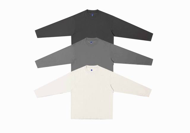 Y11# Yeezy Kanye classic solid color small logo long sleeve Color: carbon gray d