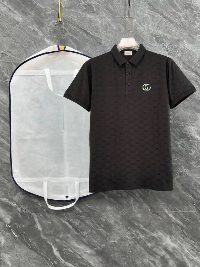 High-end quality Gucci 25 Spring/Summer full jacquard lapel short sleeves This s