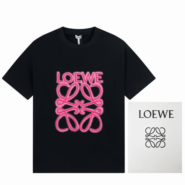 Loewe 22Ss neon embroidery fluorescent short-sleeved T-shirt The sprayed monkey