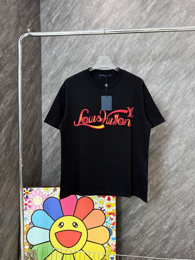 Style No. G155 Lv graffiti foam letters new round neck short-sleeved Louisvuitto