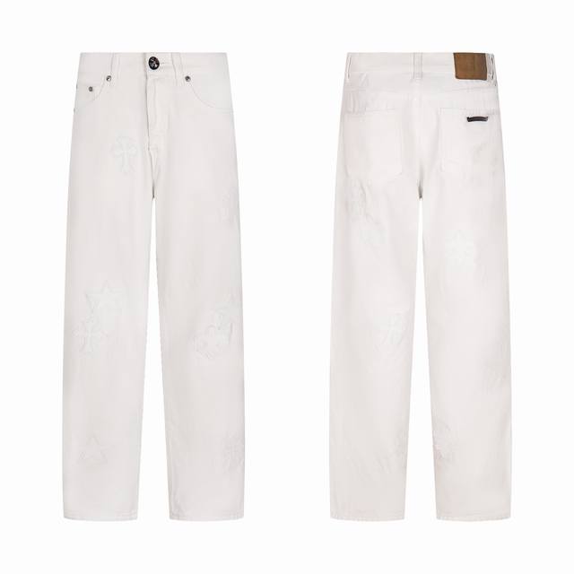 Ch Chrome Hearts Star White Cross White Leather Heavy Jeans Chrome Hearts is a b