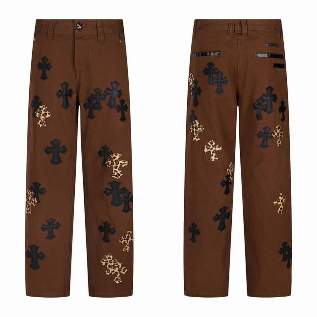 Chrome Hearts | Chrome Hearts Khaki Casual Cross Leather Jeans - The new Chrome