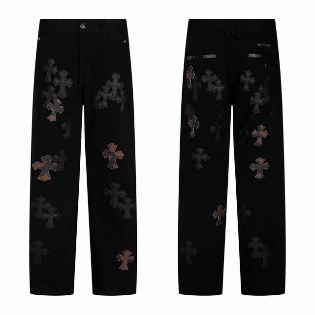 Chrome Hearts | Chrome Hearts Black and Brown Camouflage Cross Leather Jeans - T