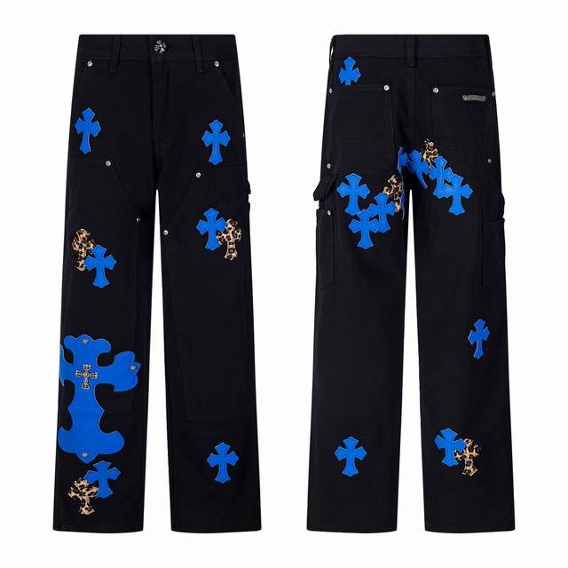 Chrome Hearts 2025 new lumberjack blue logo blue leopard cross leather couple wa