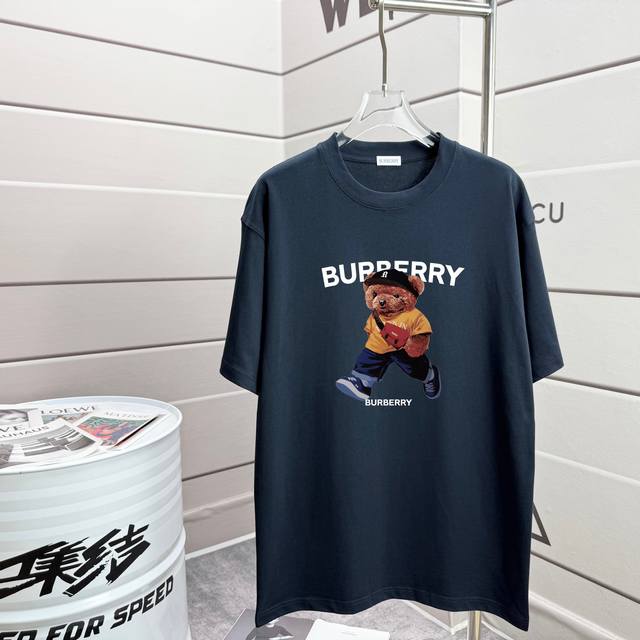 Burberry 2025 spring and summer new fashion brand new printed round neck short-s