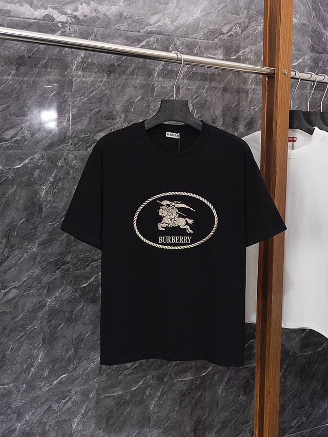 Style No. J65 Burberry circle horse embroidered short-sleeved T-shirt, made of 2