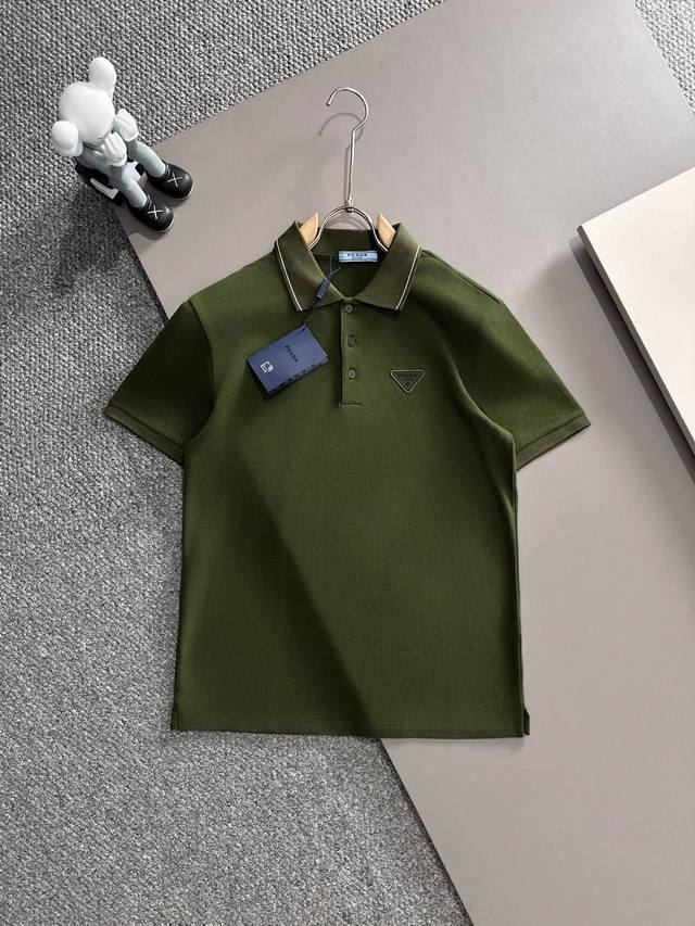 Prada* 2025 Spring and Summer New Model Original High Version Prada Polo Shirt F
