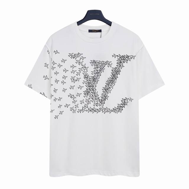 Louis Vuitton Lv short-sleeved T-shirt with full print of small airplane Black l