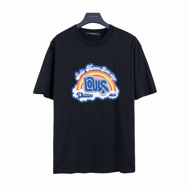 Louis Vuitton Lv rainbow cloud letter print short-sleeved T-shirt is printed wit