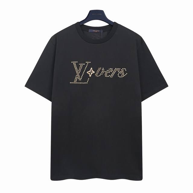 Louis Vuitton Lv rivet hot diamond embroidered letter short-sleeved T-shirt Cust