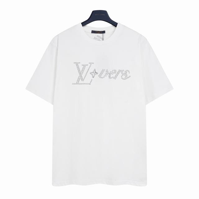 Louis Vuitton Lv rivet hot diamond embroidered letter short-sleeved T-shirt Cust