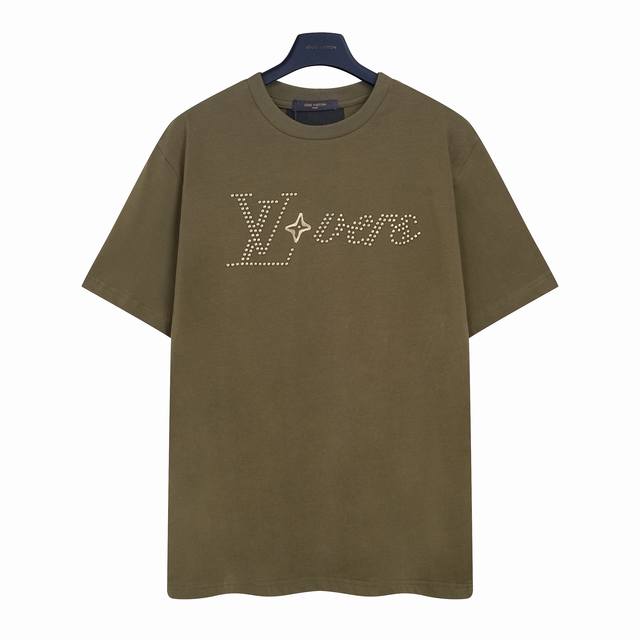 Louis Vuitton Lv rivet hot diamond embroidered letter short-sleeved T-shirt Cust
