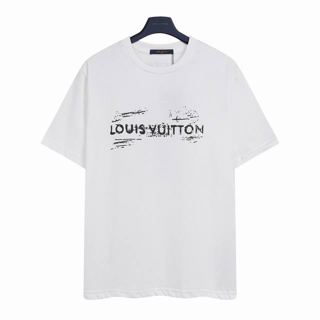 Louis Vuitton Lv graffiti letter print short-sleeved T-shirt is printed with hig