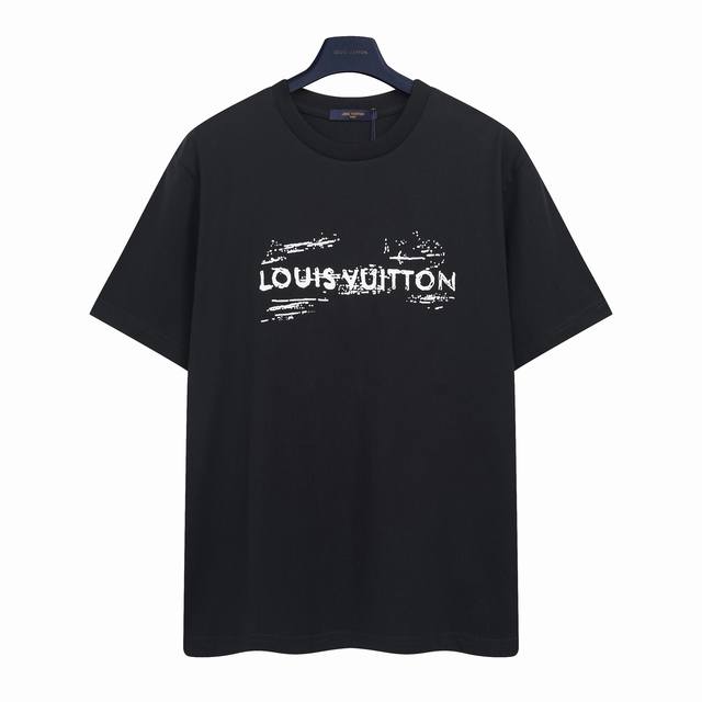 Louis Vuitton Lv graffiti letter print short-sleeved T-shirt is printed with hig