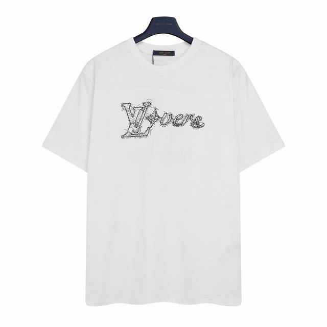 Louis Vuitton Lv random stitch embroidery logo short sleeve T-shirt The letter e