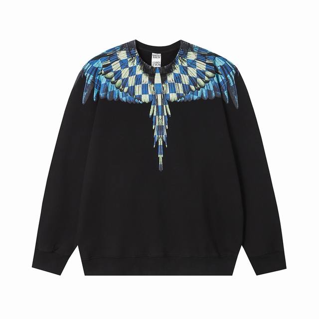 Marcelo Bron high quality new Mb checkerboard feather wings round neck pullover