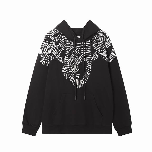 Marcelo Bron high quality new Mb black and white snake print pure cotton hooded