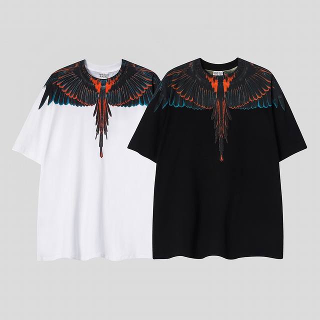 Marcelo Bron High Quality Mb Black Orange Green Printed Wings T-shirt Size: SML