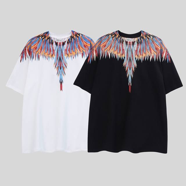 Marcelo Bron High Quality Mb Wings Colored Sharp Wings Black and White Cotton T-
