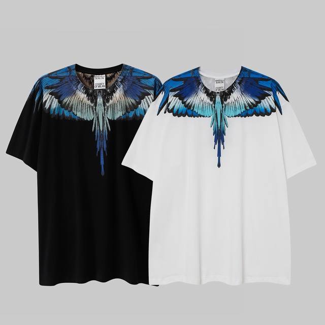 Marcelo Bron high quality Mb blue and white wings pure cotton T-shirt Size: SML