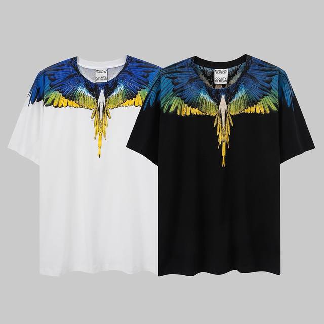 Marcelo Blond high quality Mb new blue and yellow wings printed cotton short-sle