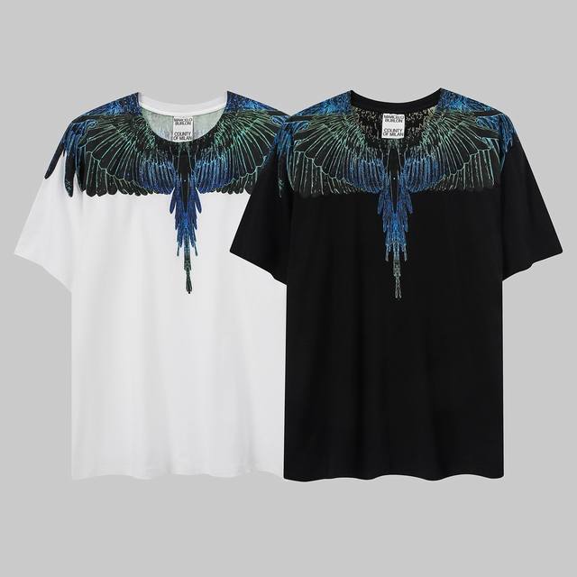 Marcelo Bron high quality Mb laser blue green wings pure cotton unisex T-shirt s